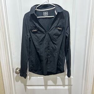 Express Black Essential Shirt with Chain Accent